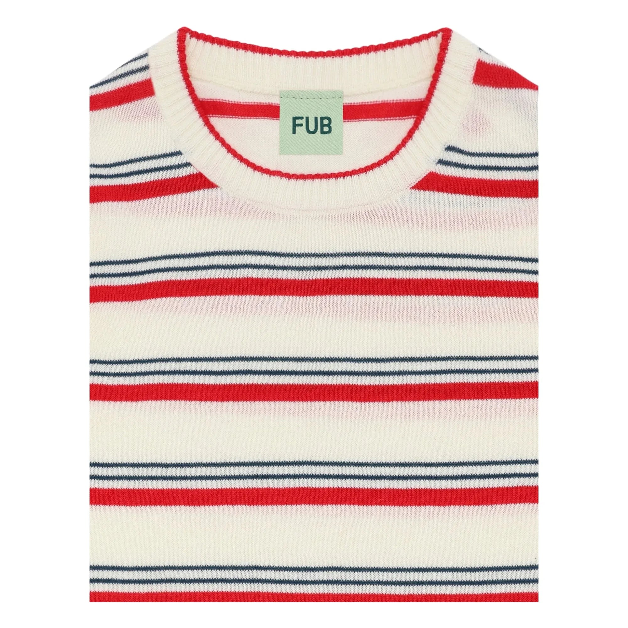 FUB - Striped T-Shirt Extra Thin Mesh Organic Cotton | Red