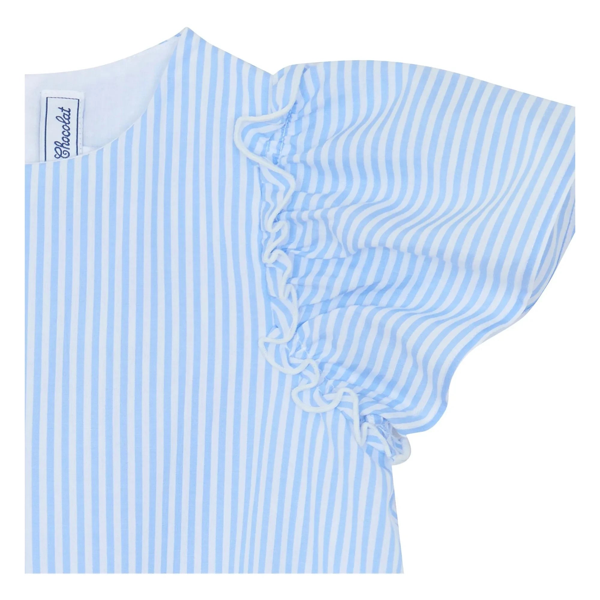 Tartine et Chocolat - Striped Ruffled Dress | Blue