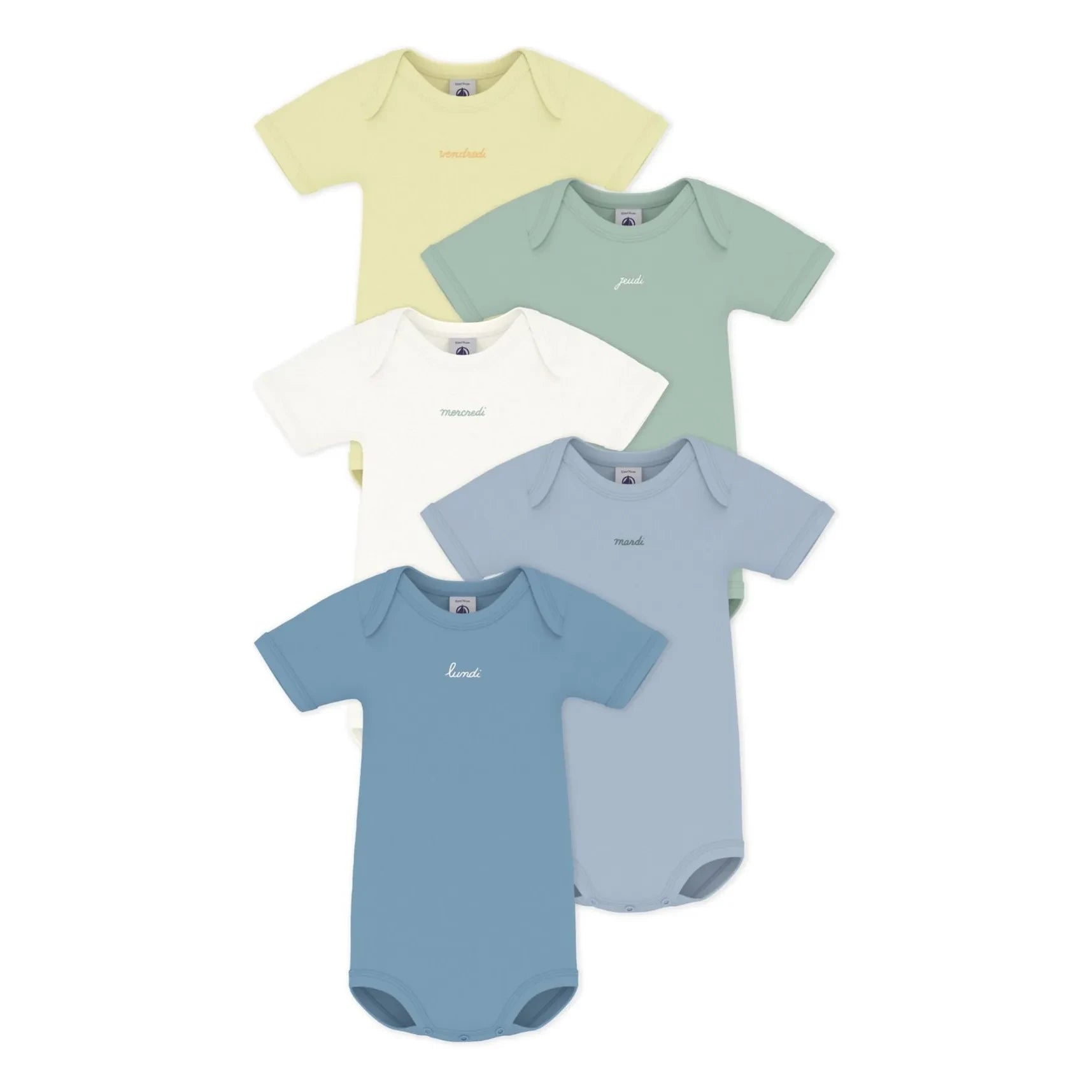 Petit Bateau - Batch 5 Bodysuit Semainier Organik Pamuk | Mavi
