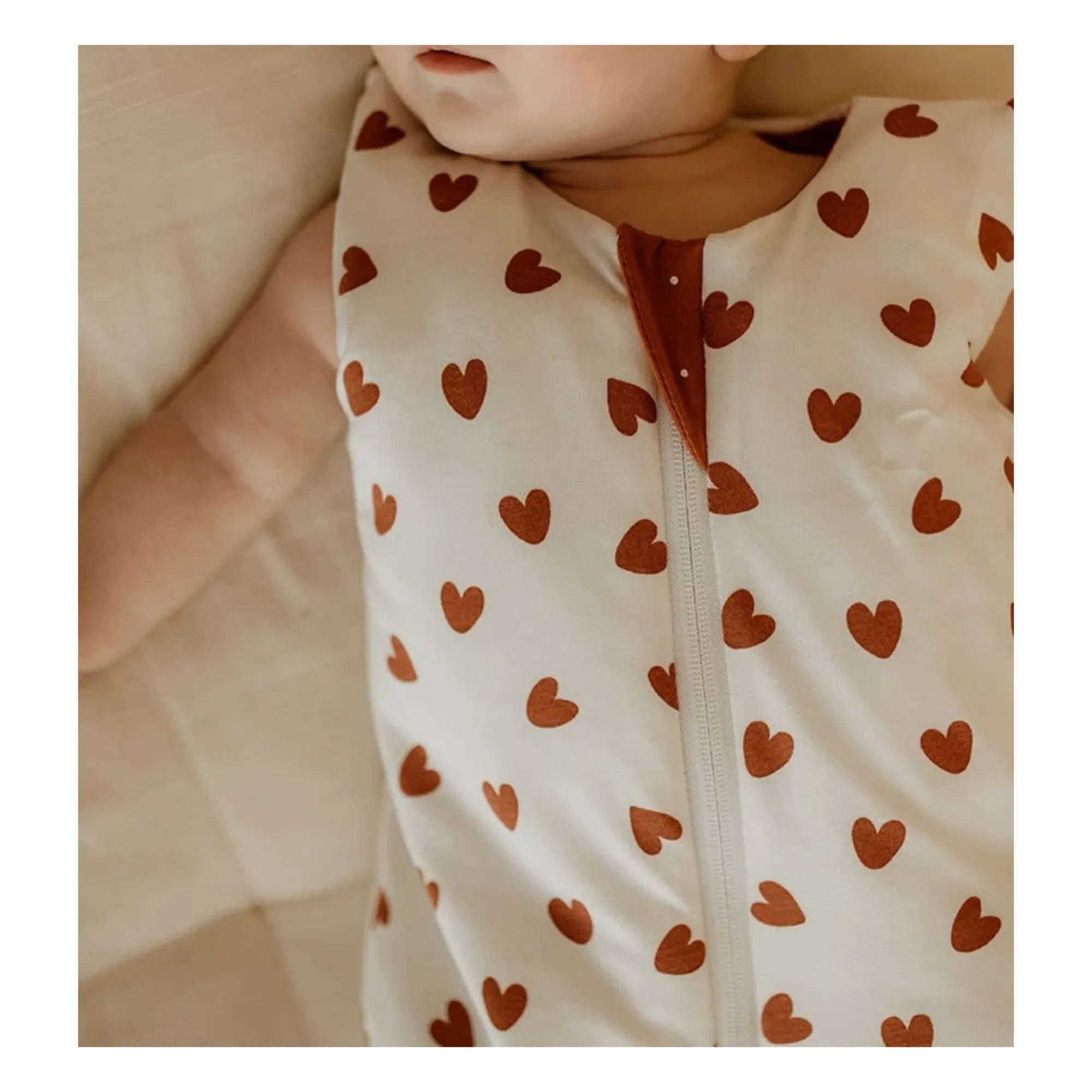 Les Petites Billes - Reversible Heart Multi-Season Sleeping Bag | Terracotta