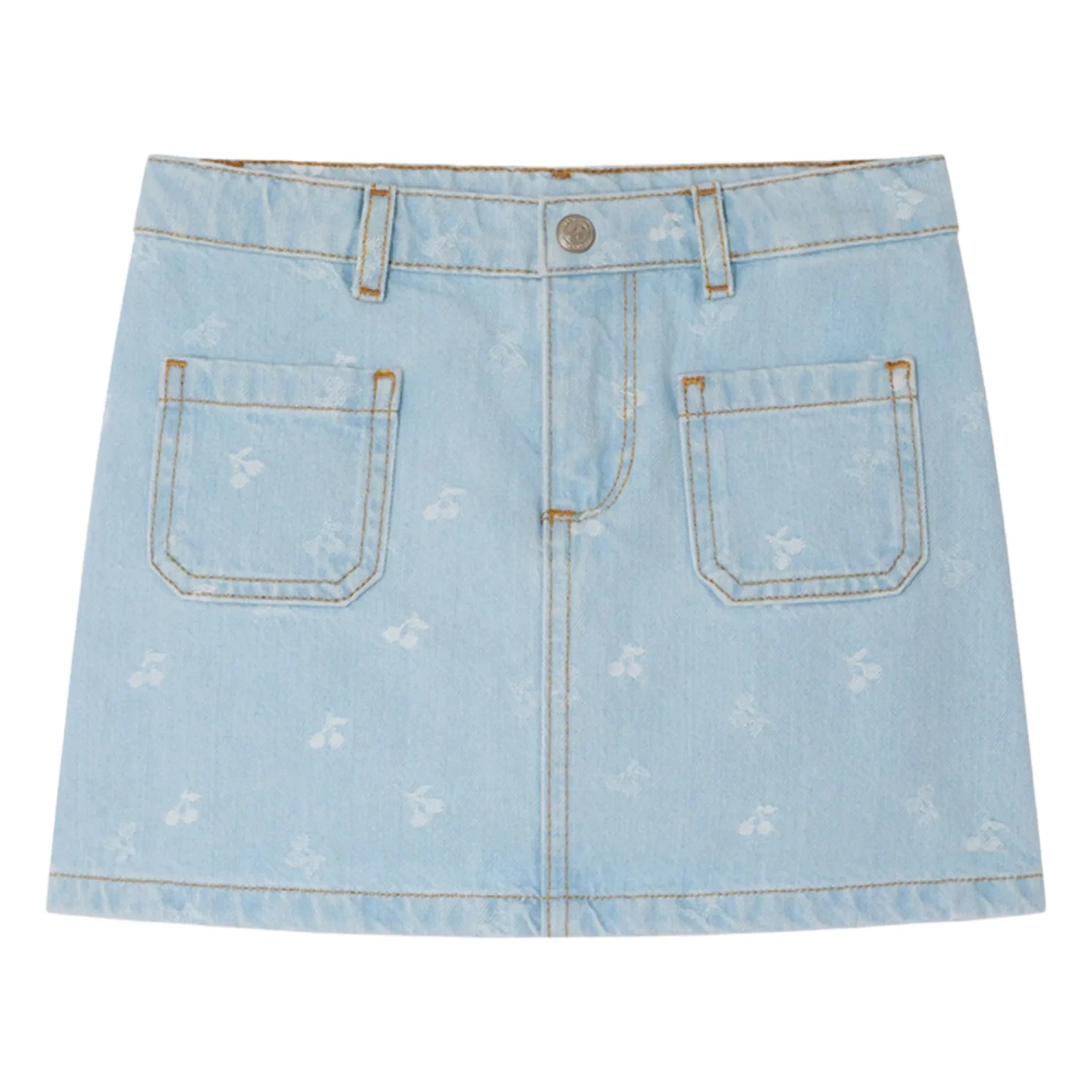 Bonpoint - Tison Cerises Denim Skirt | Light Blue