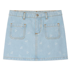 Bonpoint - Tison Cerises Denim Skirt | Light Blue