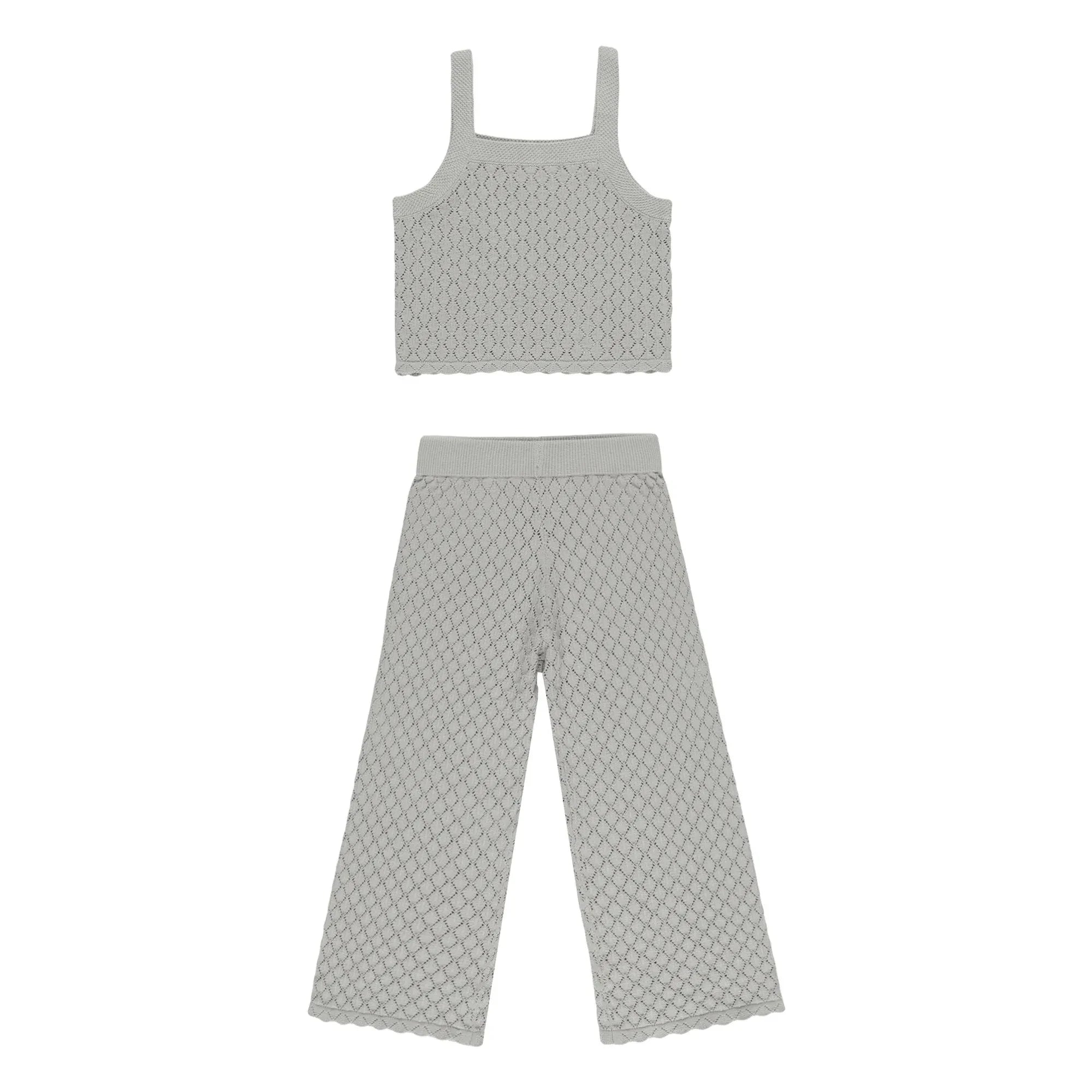 Rylee + Cru - Pointelle Top and Pants Set | Gray