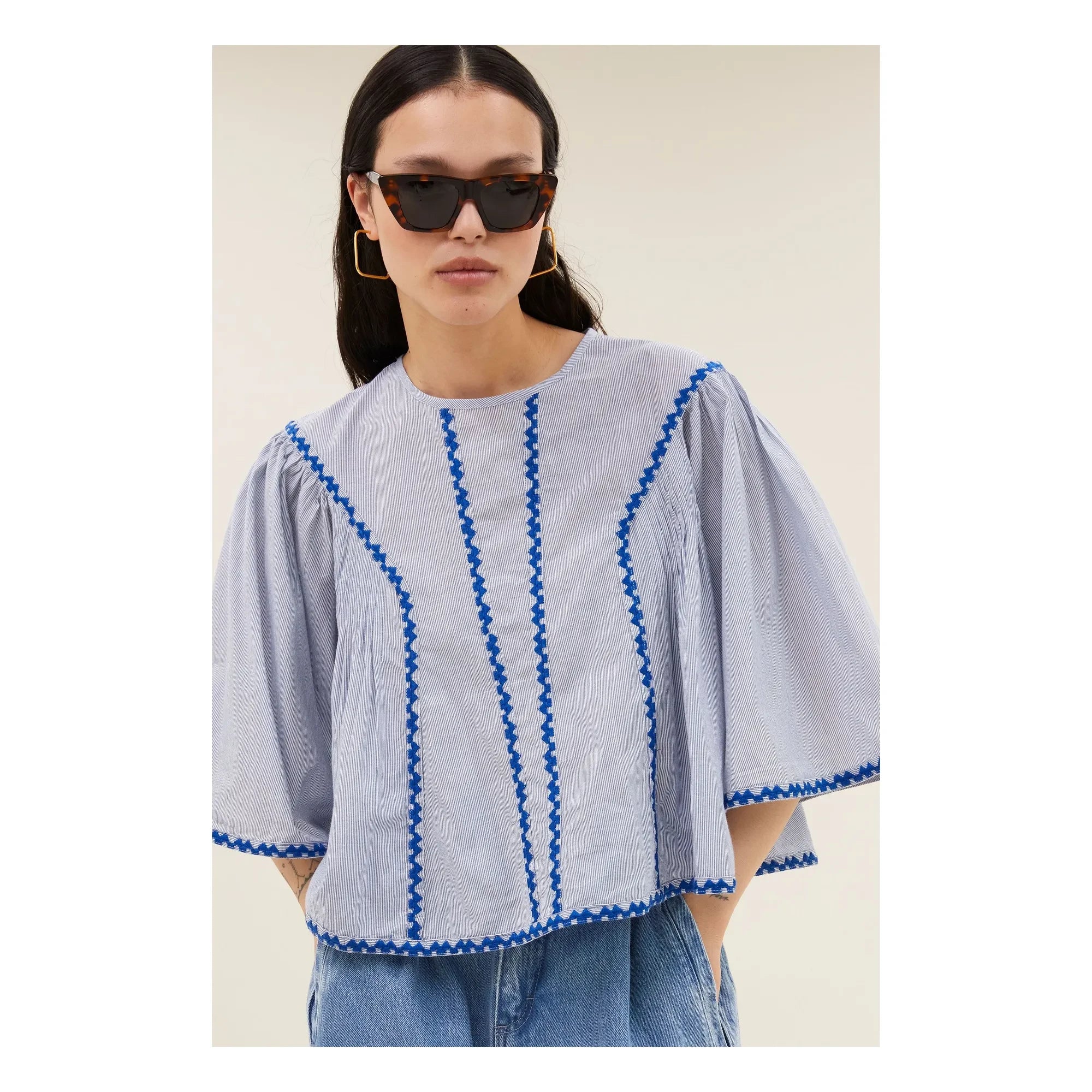 By Bar - Davin Organic Cotton Blouse | Blue