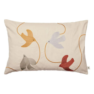 Ferm Living Kids - Swif Bird işlemeli yastık | Bej