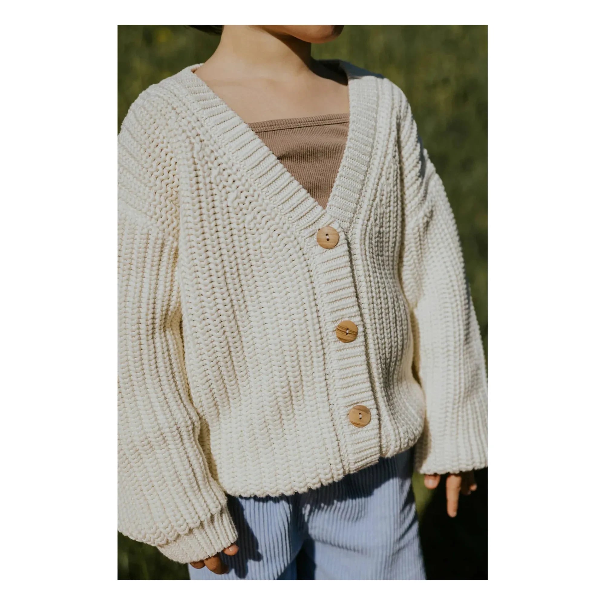 Yuki - Organic Cotton Thick Cardigan | Ecru