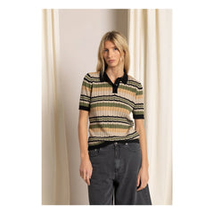 Smallable Woman - Selma Striped Polo Neck T-shirt | Iced Brown
