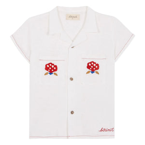 birinit - Linen shirt with embroidered pockets | White