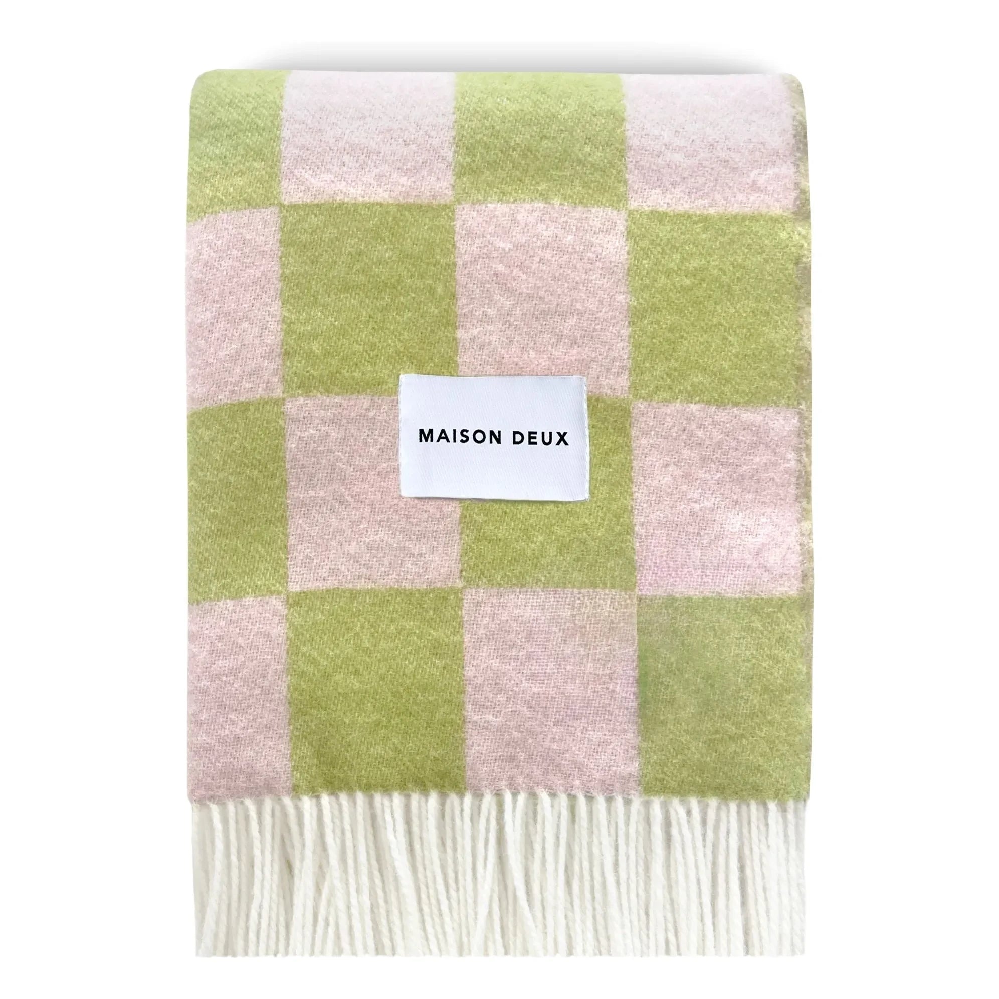 Maison Deux - Damier yün battaniye | Anason yeşili