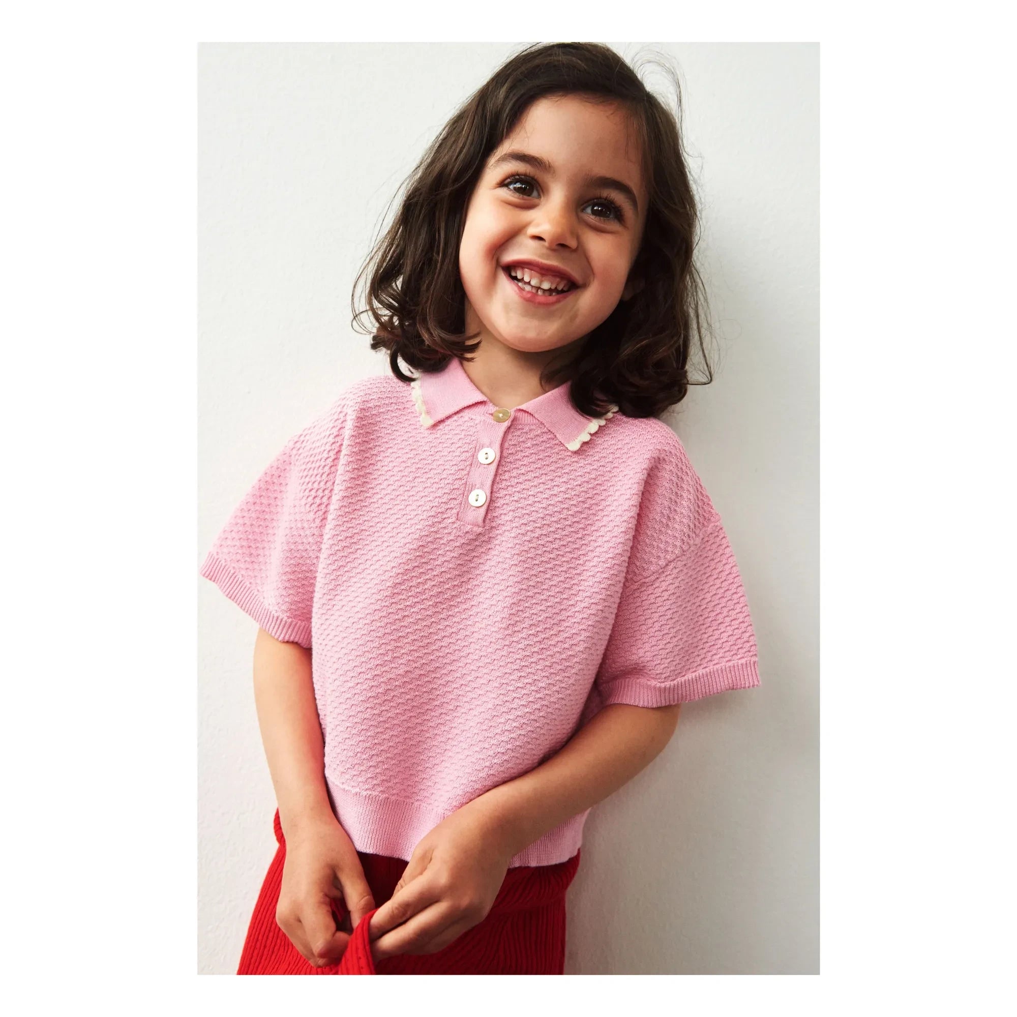 FUB - Polo Oversize Fine Pique Knit Organic Cotton | Candy pink