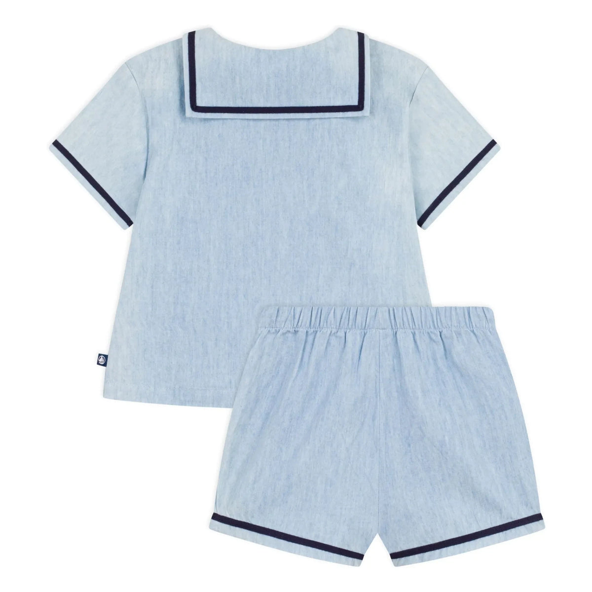 Petit Bateau - Chambray Top and Collar Set | Light Blue
