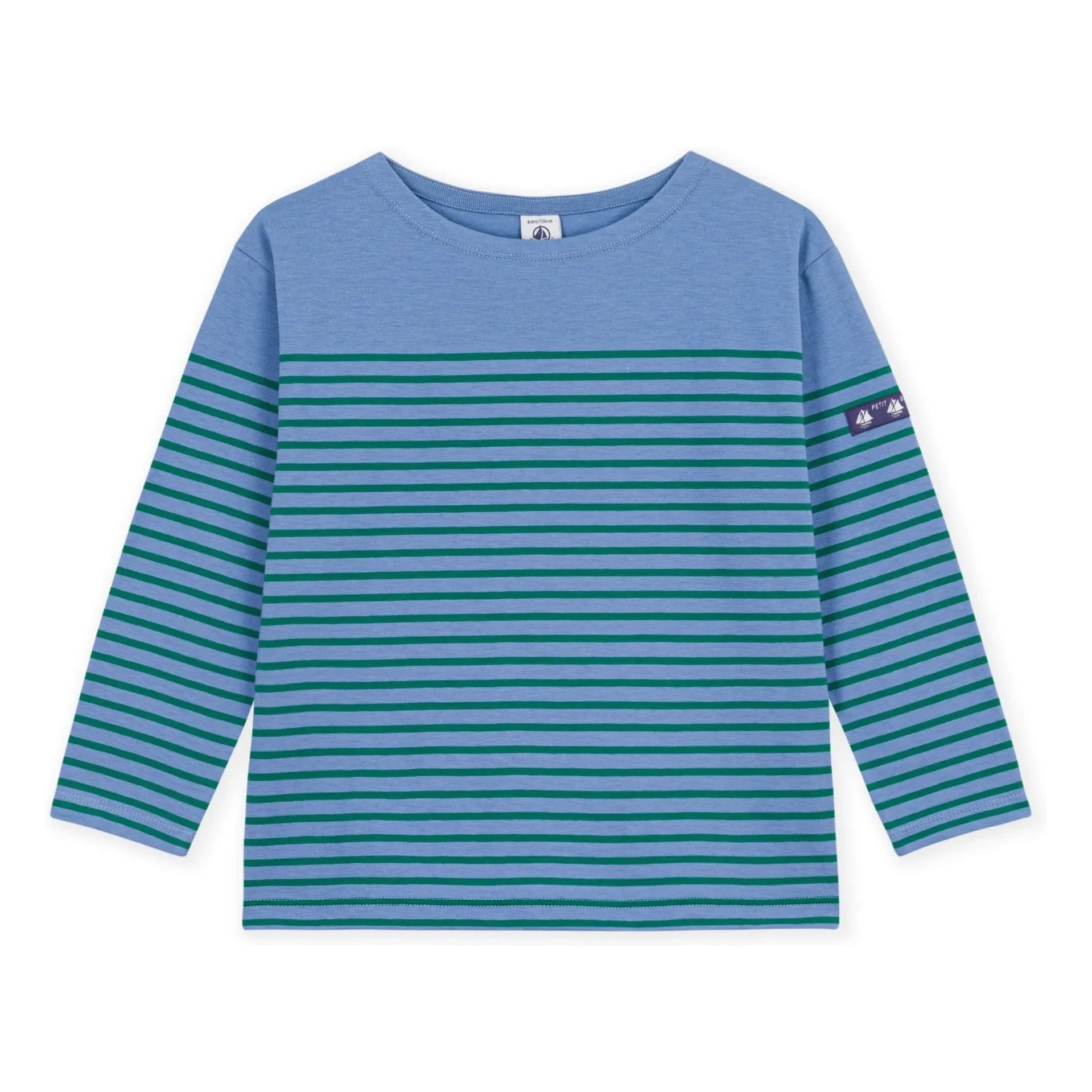 Petit Bateau - Düz Tişört Marinière Organik pamuk | Mavi