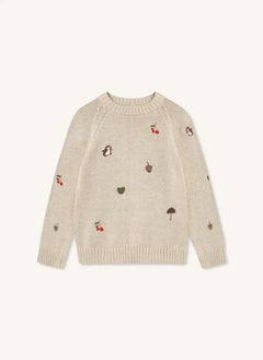 Fliink - Nova Cerises Organic Cotton Sweater | Ecru
