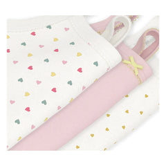 Petit Bateau - 3-Pack Organic Cotton Heart Strap Bodysuit Set | White