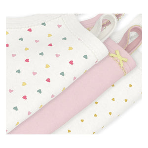 Petit Bateau - 3-Pack Organic Cotton Heart Strap Bodysuit Set | White