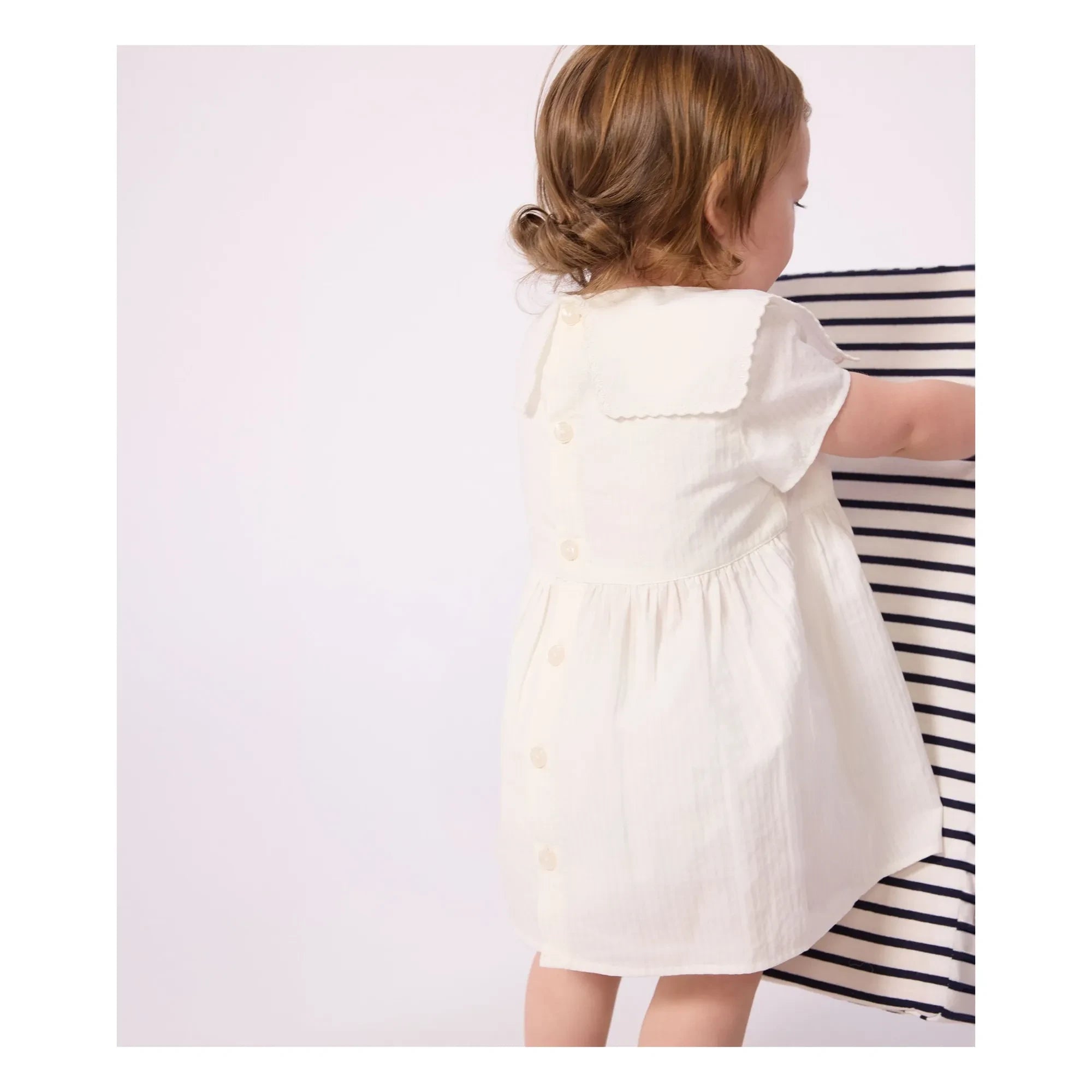 Petit Bateau - Linen and Organic Cotton Sailor Collar Dress and Bloomer Set | White