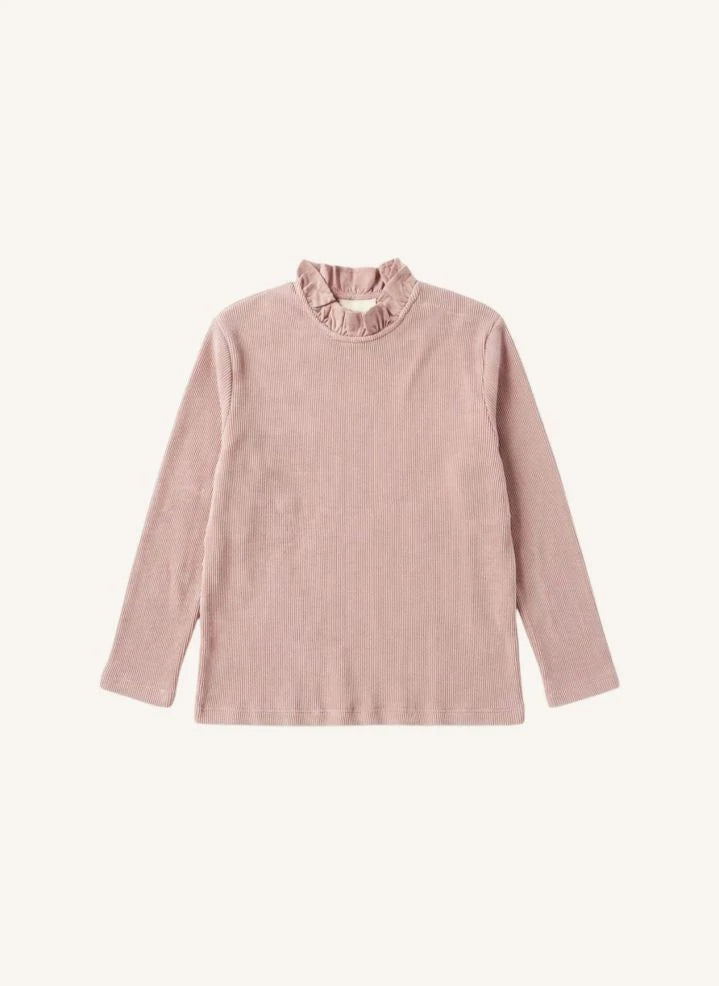 Studio Bohème - Collared Ruffled Organic Cotton T-Shirt | Rosewood