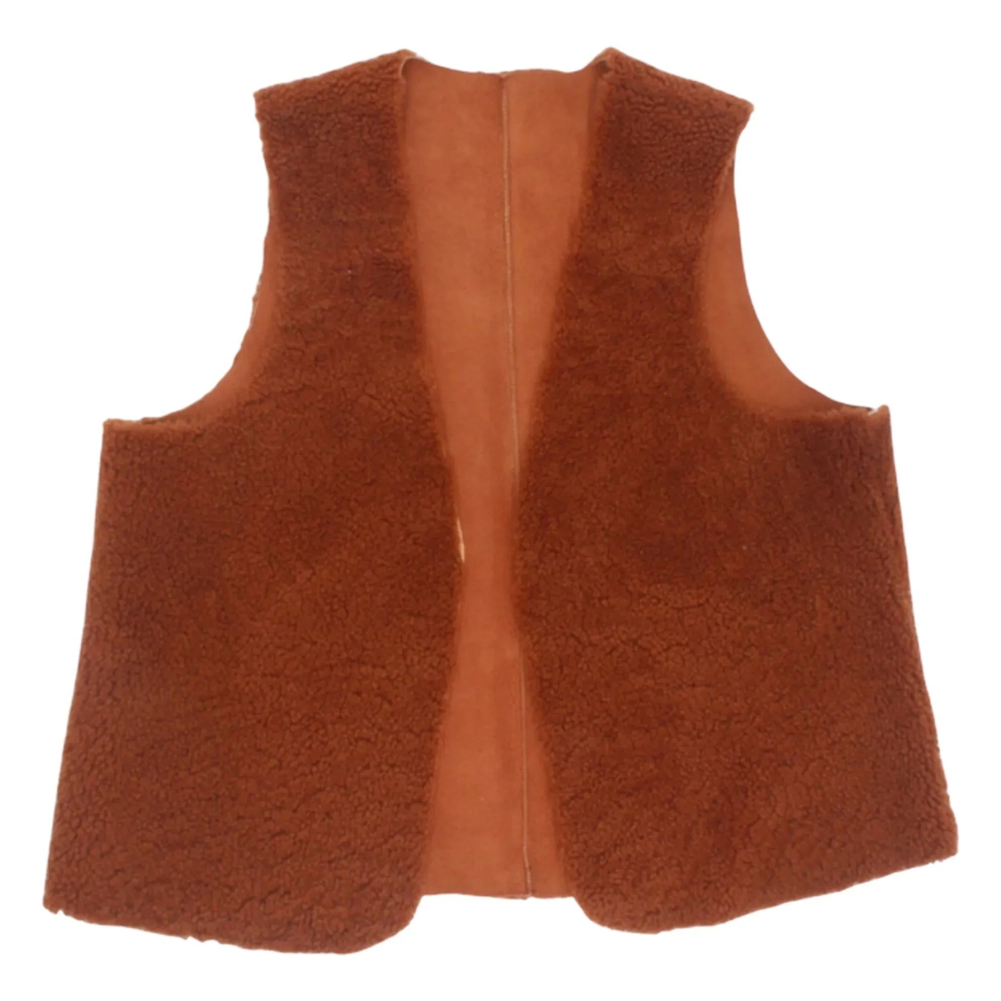 ILDA'S Sheep - Lamb Leather Merino Sleeveless Vest | Brown