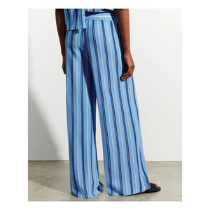 Bompard - Linen, Cotton, and Silk Striped Pants | Blue