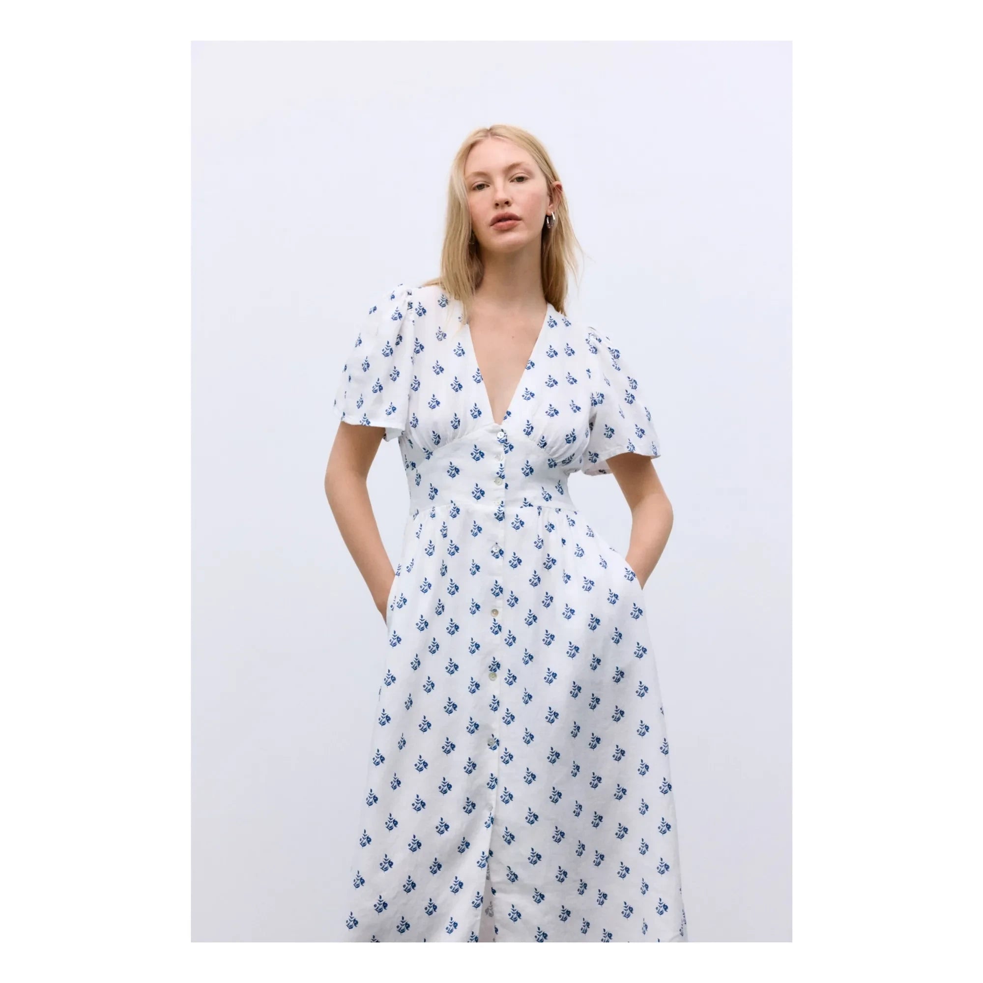 the new society - Melissa Linen Dress | White