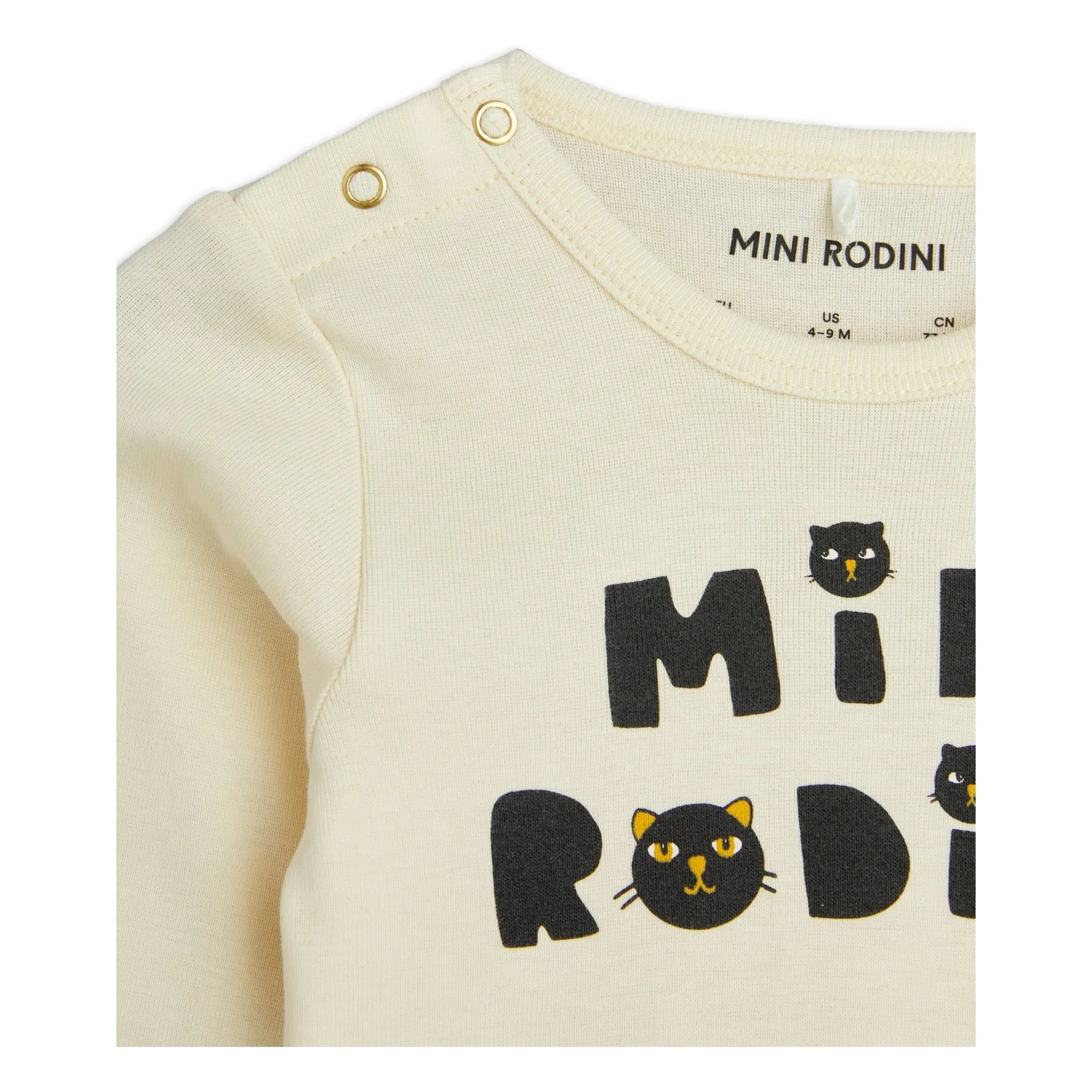 Mini Rodini - Organic Cotton Cat Body, Jogger, and Hat Set | Ecru