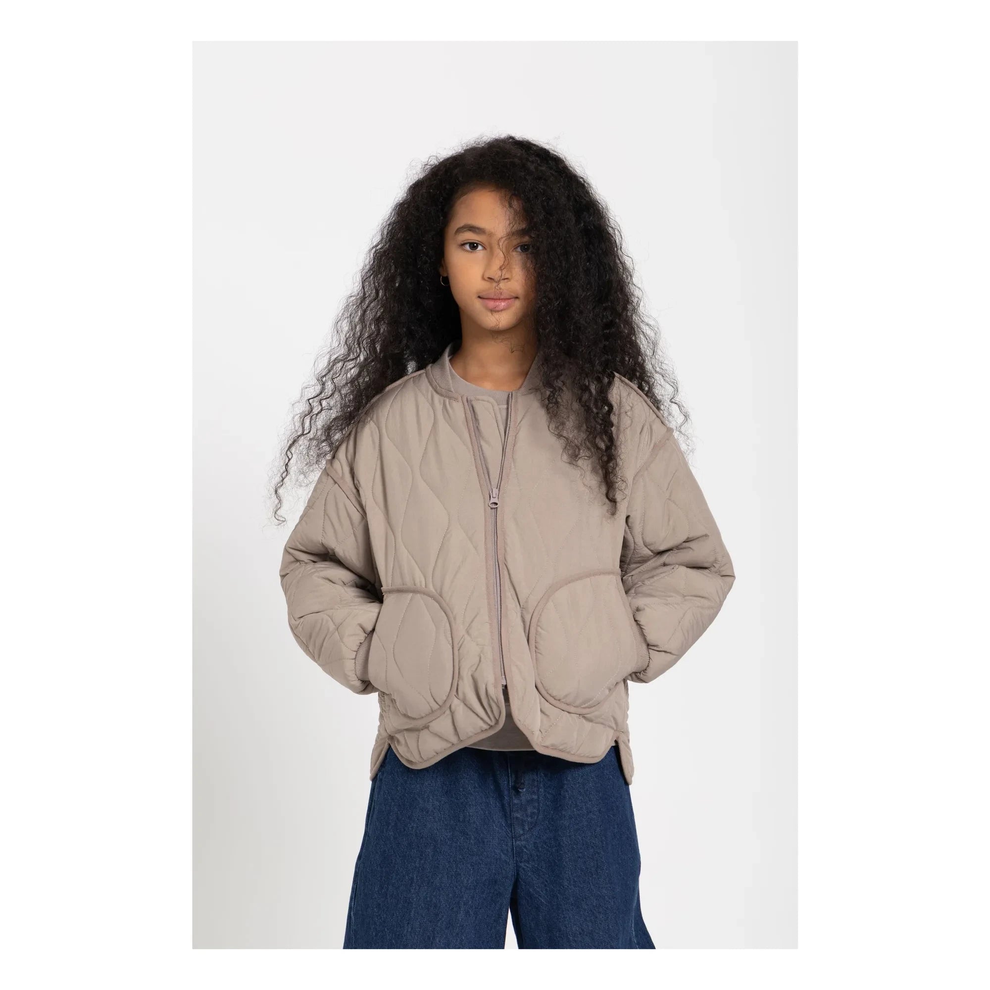 Smallable Kid - Wooly Quilted Bomber Jacket | Taupe Grey