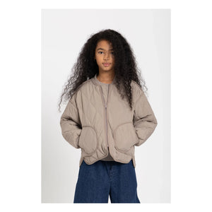 Smallable Kid - Wooly Quilted Bomber Jacket | Taupe Grey
