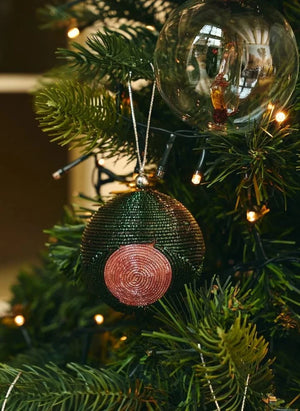 Anna + Nina - Shiny Candy Dotted Christmas Bauble | Green
