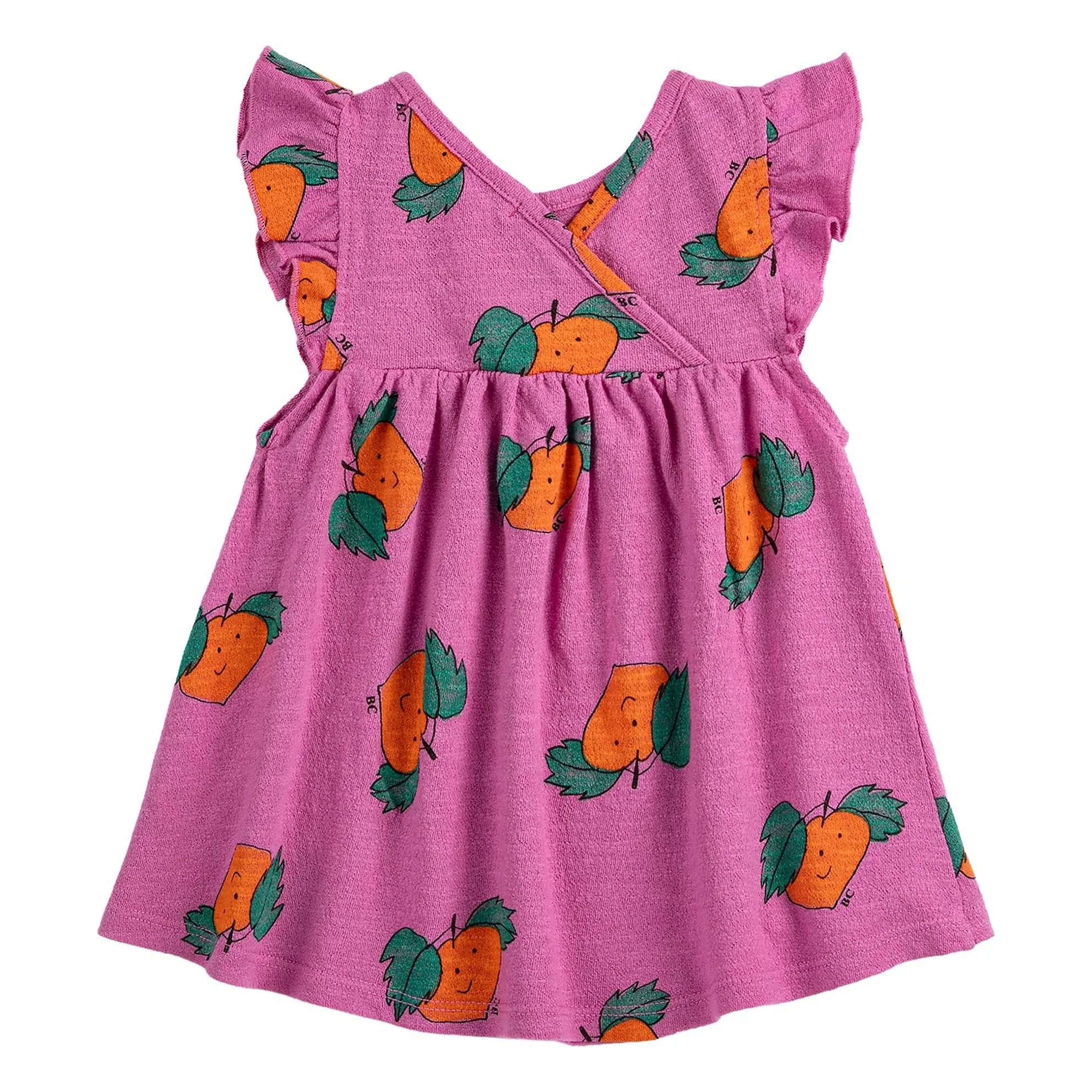 Bobo Choses - Orange Ruffled Dress Organic Cotton Baby | Purple