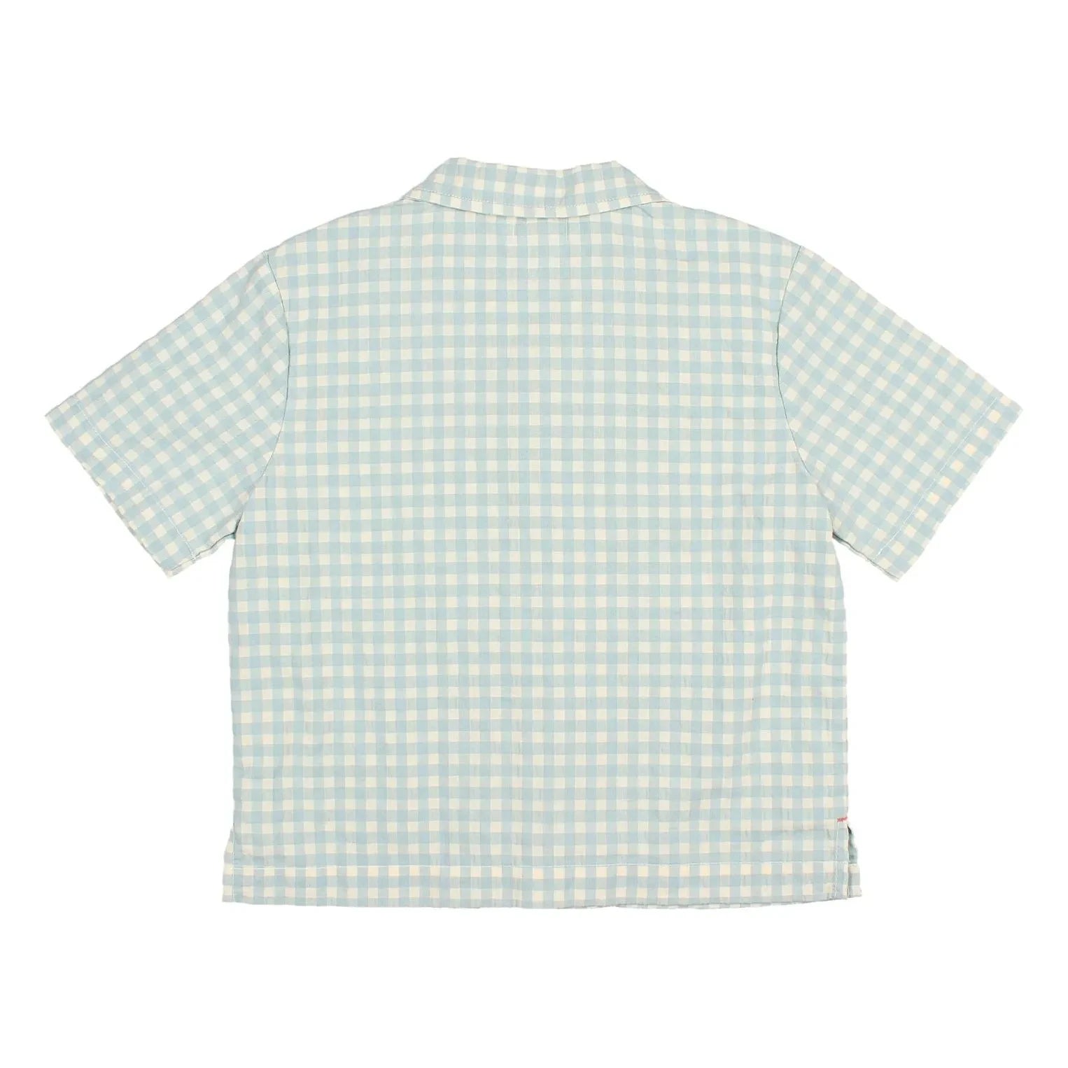 Búho - Aqua Gingham Seersucker Organic Cotton Shirt