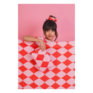 Jera Mini - Peshtemal Towel with Ruffles Losange Terry Fabric | Pink