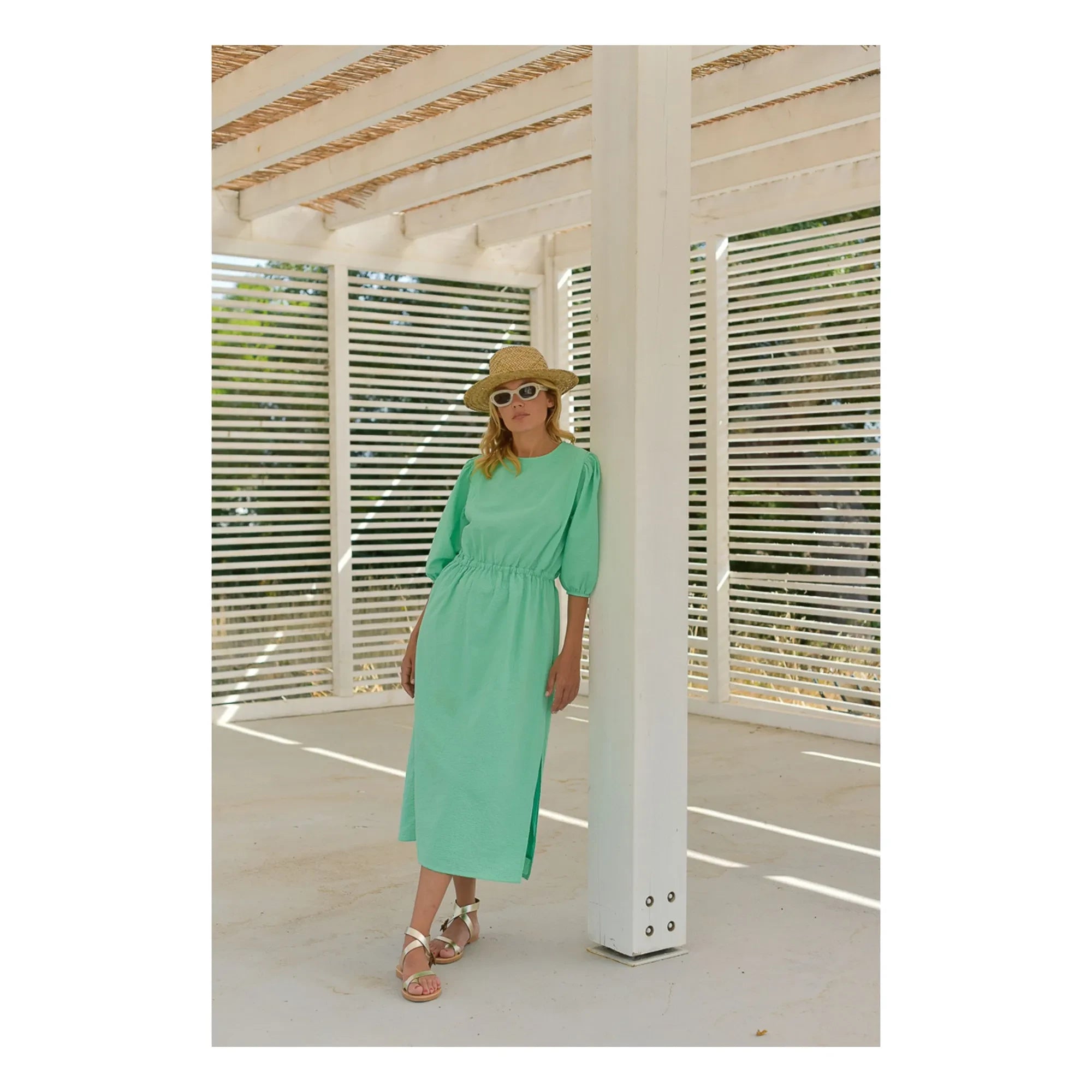 Marlot Paris - Aime Seersucker Dress - Women's Collection | Mint Green