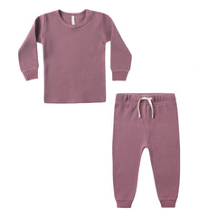Quincy Mae - Waffle Organic Cotton T-Shirt and Jogger Set | Magenta