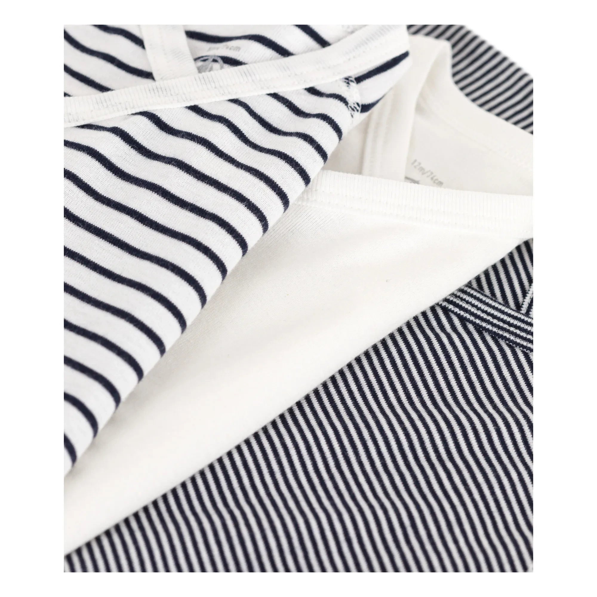 Petit Bateau - Striped Newborn Bodysuits - Set of 3 | Navy Blue