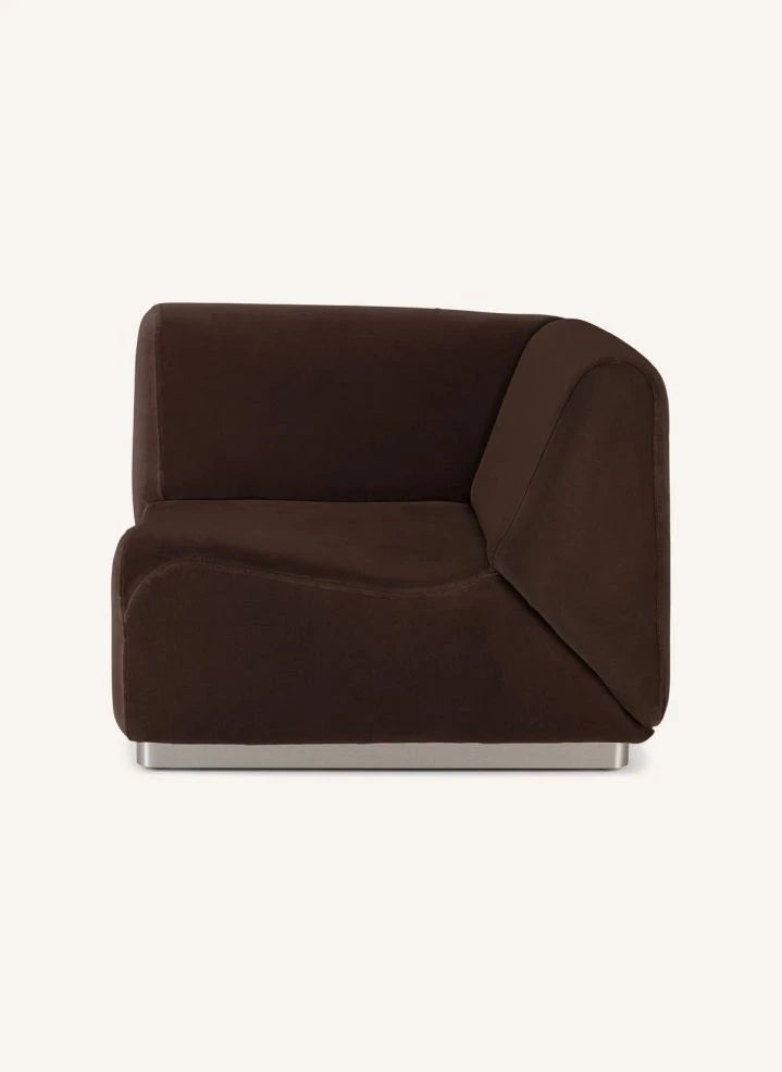 The Socialite Family - Rotondo Smooth Velvet Corner Module | Chocolate