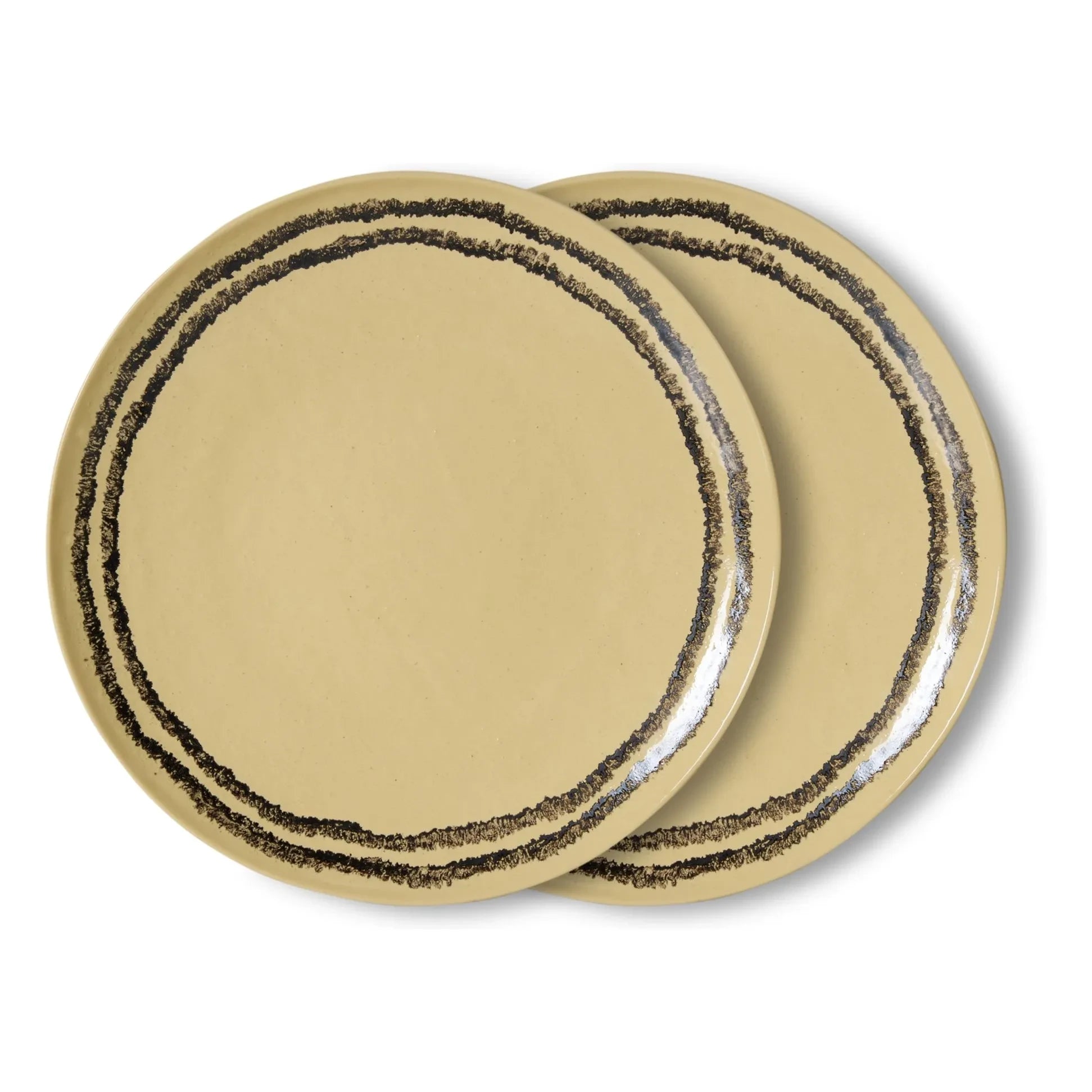 HKliving - Vanilya Ceramic Dinner Plates - 2-Piece Set | Vanilla