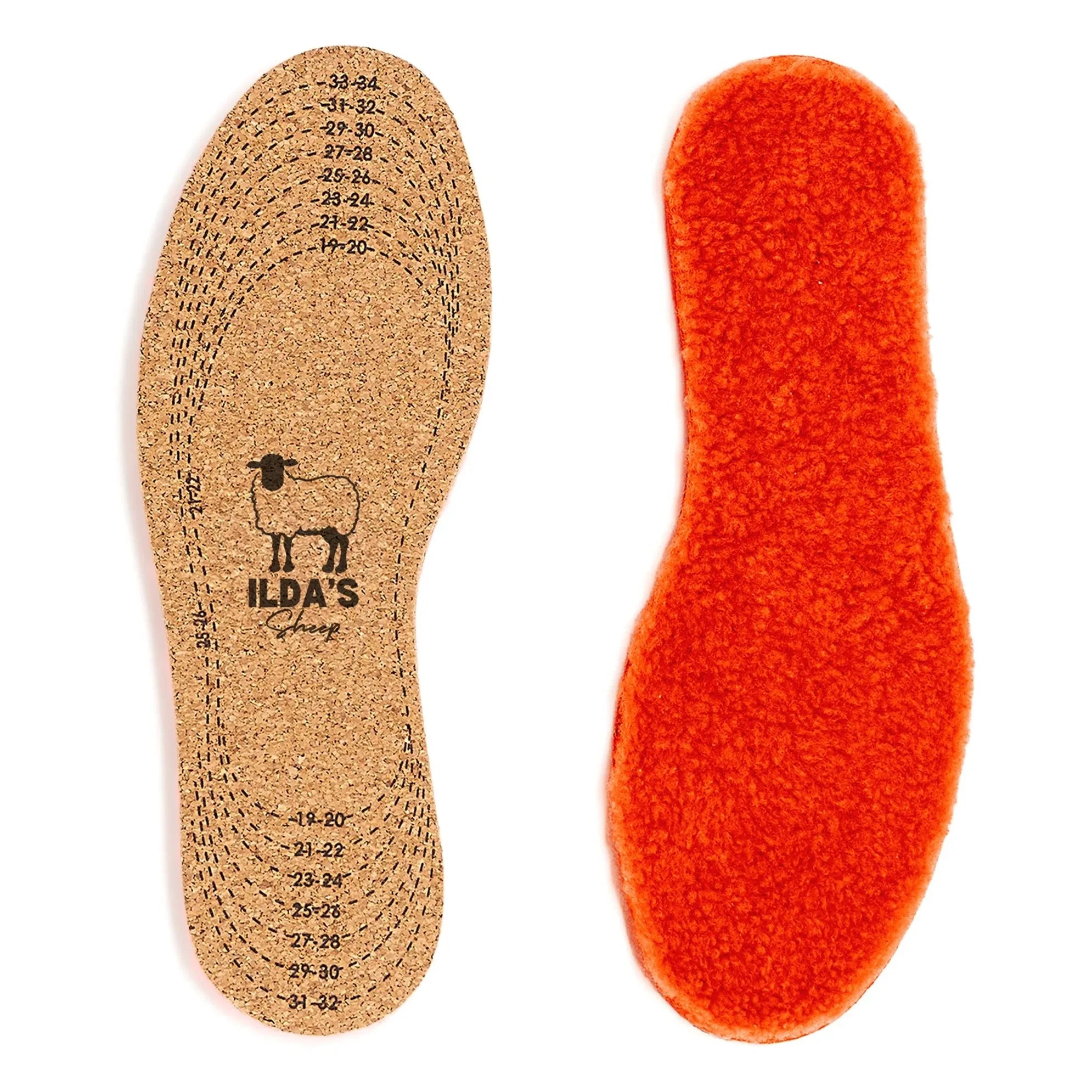 ILDA'S sheep - Merino Wool and Cork Soles | Orange