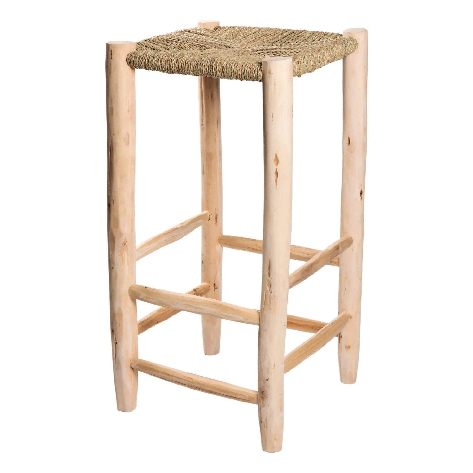 Cosydar - Palm Leaf and Raw Wood Stool