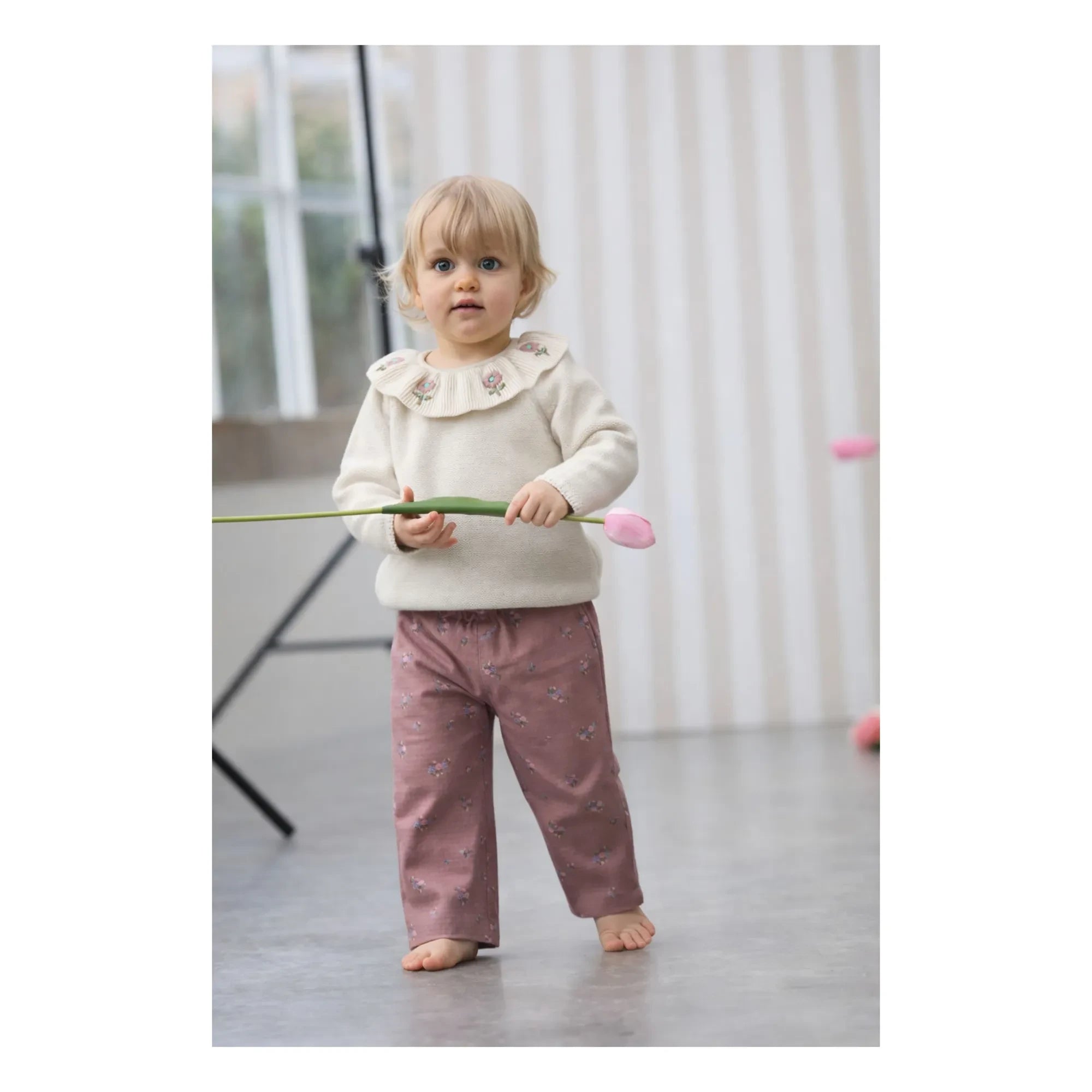 Lililotte - Paola Organic Cotton Floral Pattern Pants | Dusty Pink