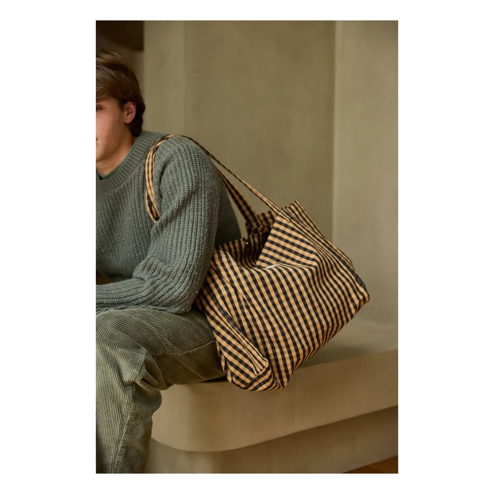 Gabrielle Paris - Vichy çantası | Kahve