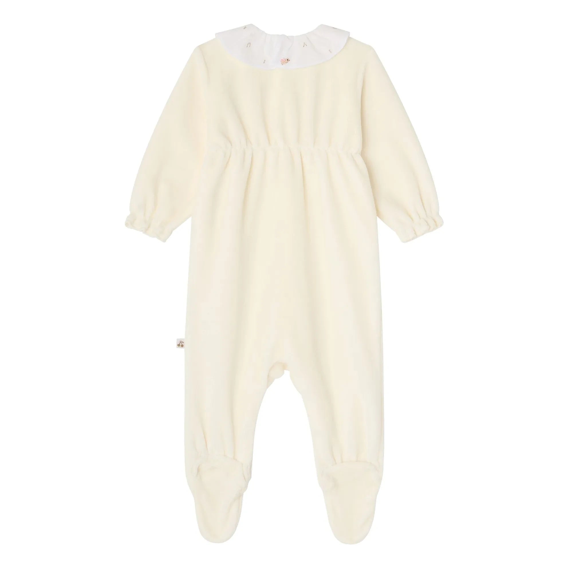 Bonpoint - Lintina organik pamuklu fırfırlı yaka pijama takımı | Krem