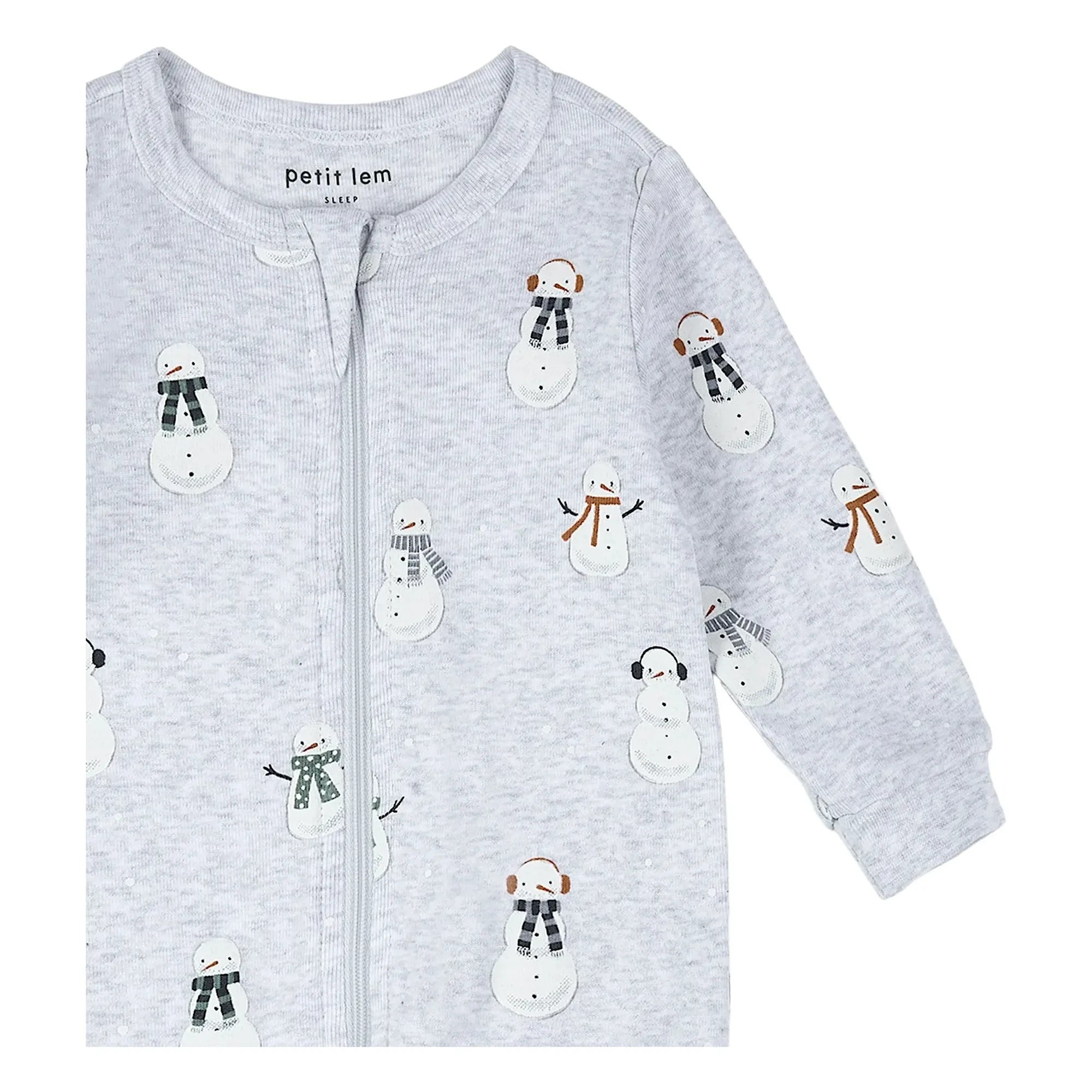 Petit Lem - Footed Pajama Santa Claus Characters Organic Cotton | Gray