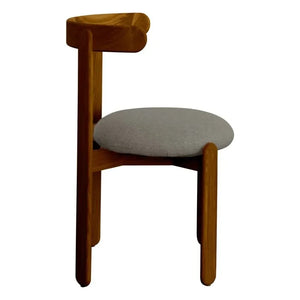 Gabrielle Paris - Teak Veneer Walnut Chair, Wool Seat | Gray