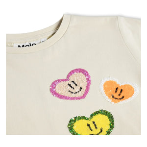 Molo - Ranva Heart T-Shirt Made of Organic Cotton | Ecru