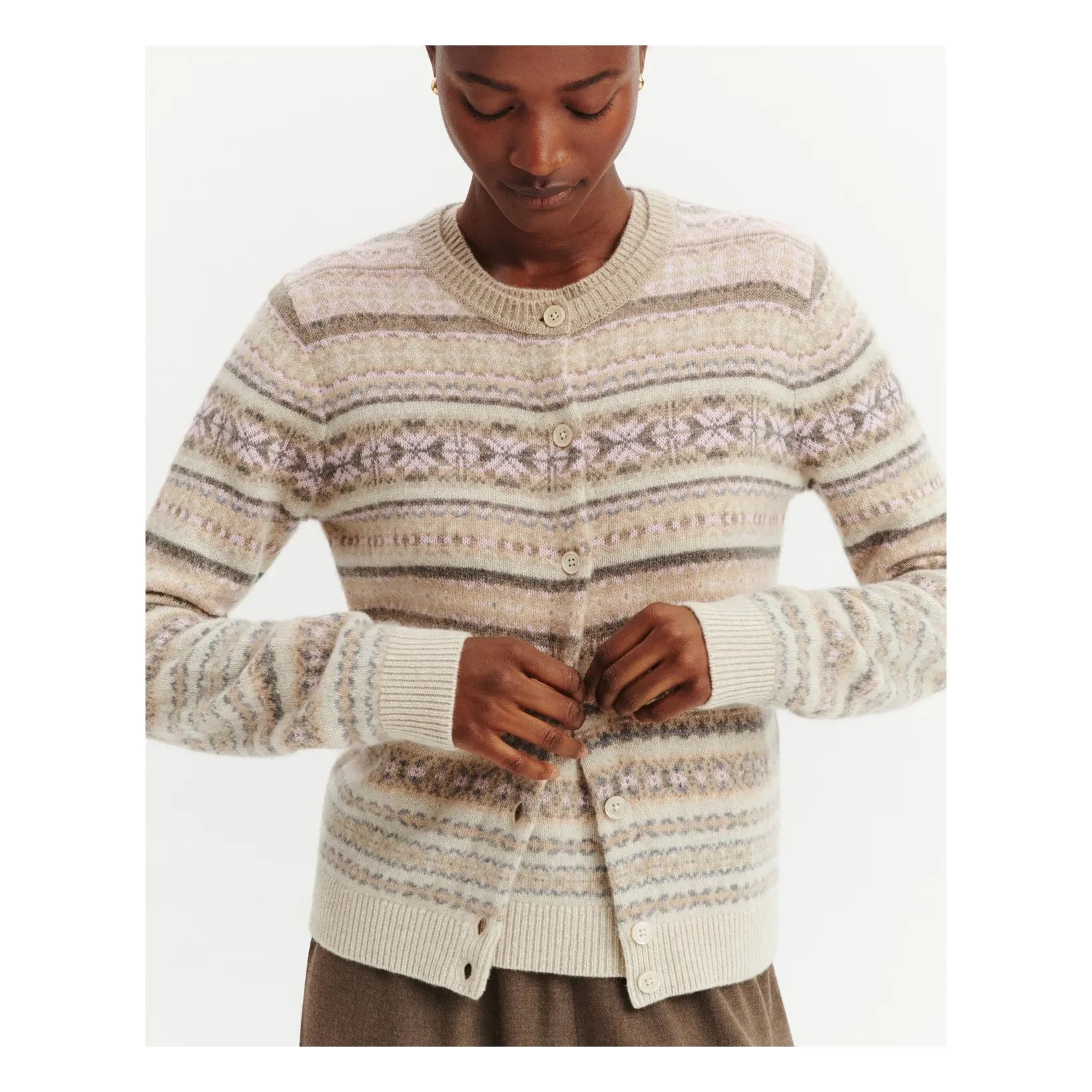 Bompard - Fair Isle Kaşmir Hırka | Rose Quartz