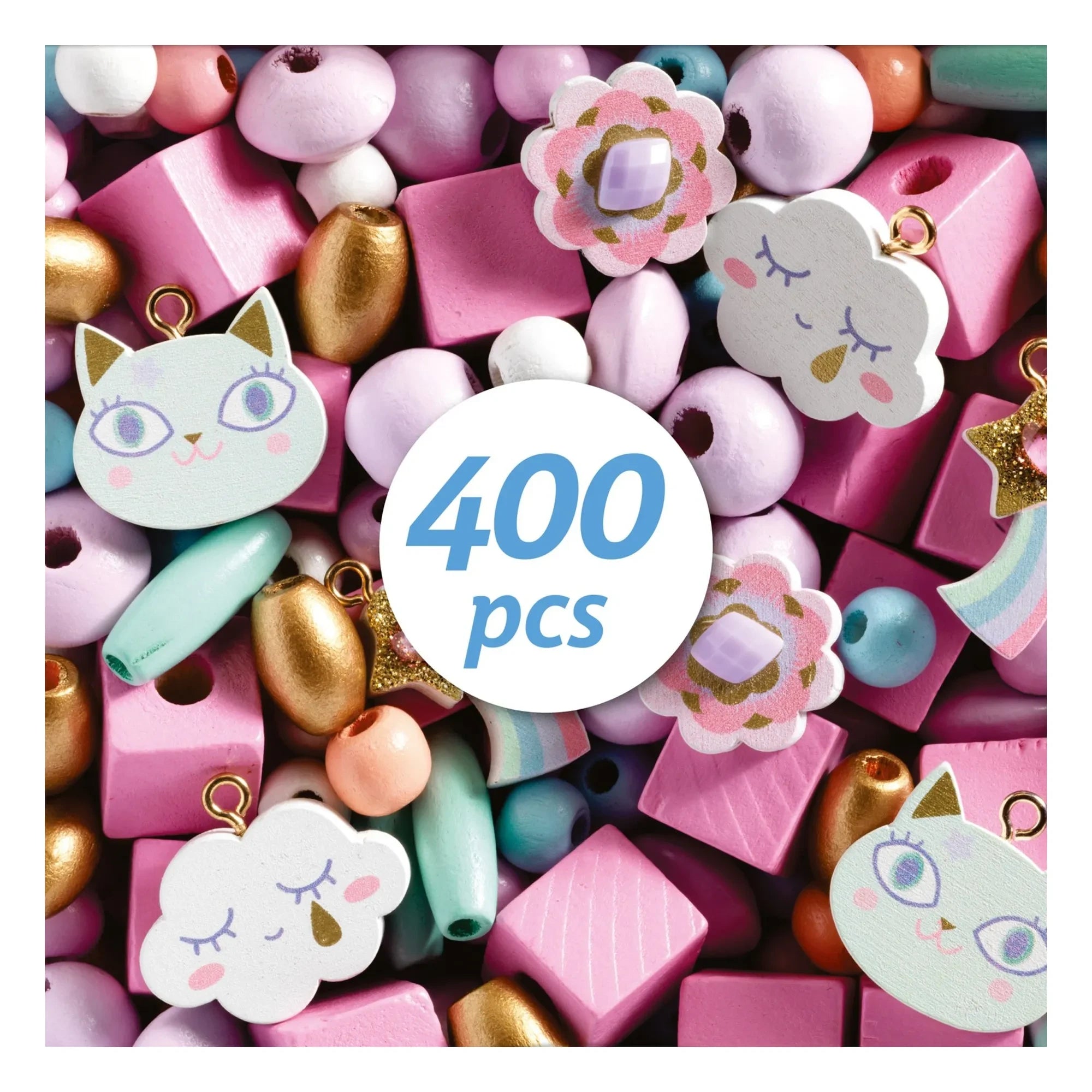Djeco - Rainbow Wooden Beads | Pink