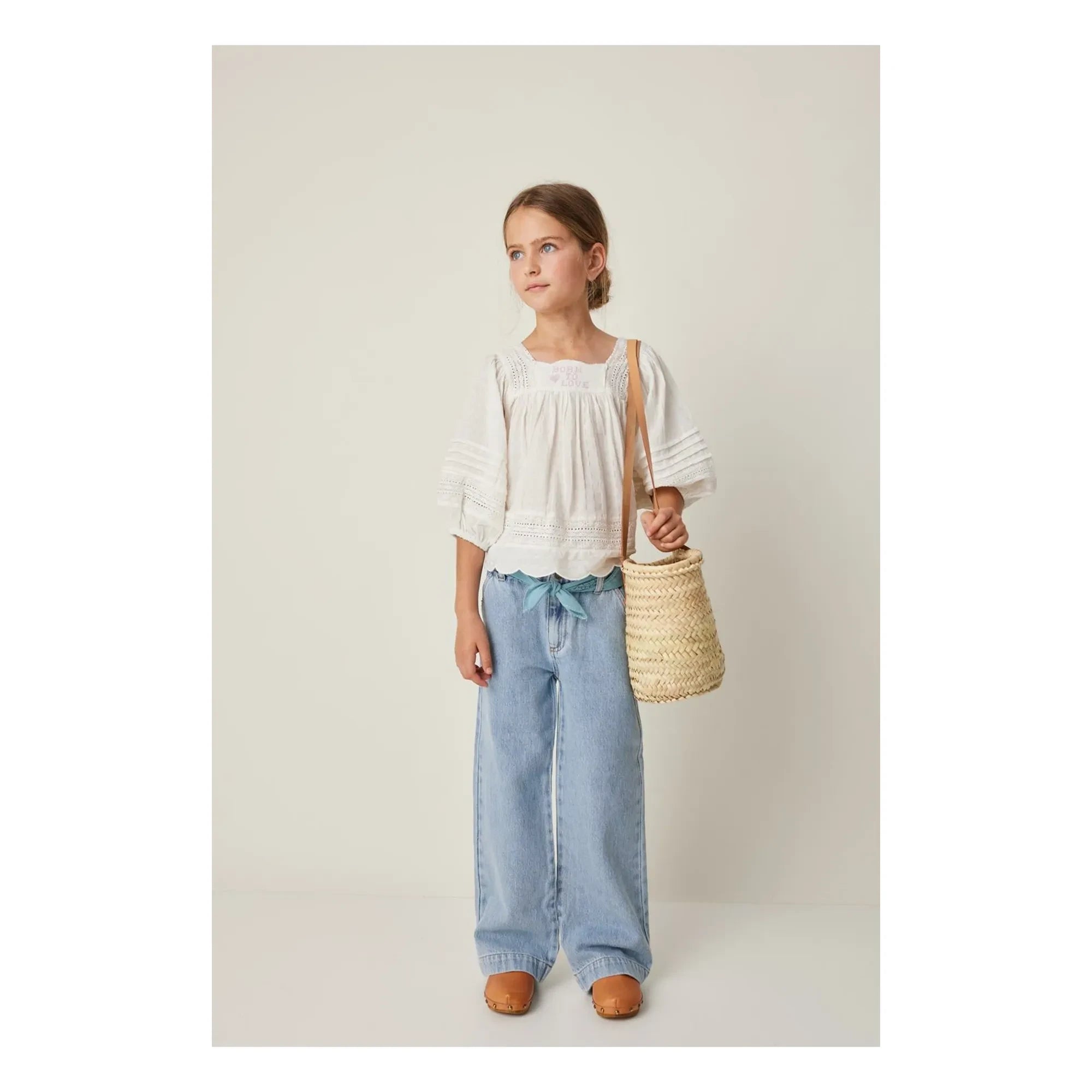 Tocoto Vintage - 3/4 Sleeve Embroidered Blouse | White