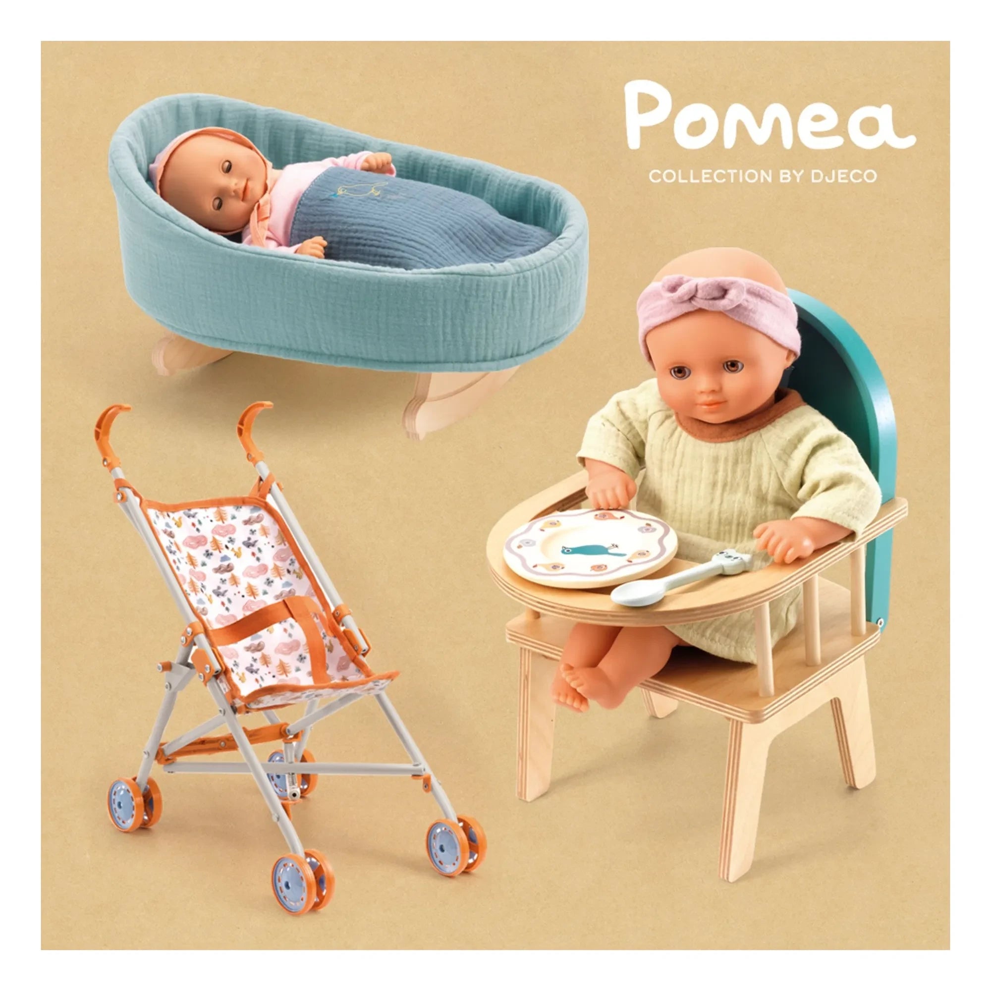 Djeco - POMEA - Orman bebek arabası | Turuncu