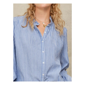 M.A.B.E. - Chrissie Cotton Striped Blouse | Blue