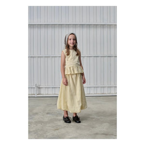 Tangerine - Striped Midi Puff Skirt | Pale yellow